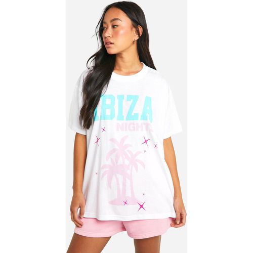 T-shirt oversize con stampa Ibiza Nights e palme - boohoo - Modalova