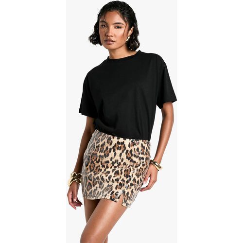 Minifalda Tall De Lentejuelas Con Estampado De Leopardo - boohoo - Modalova