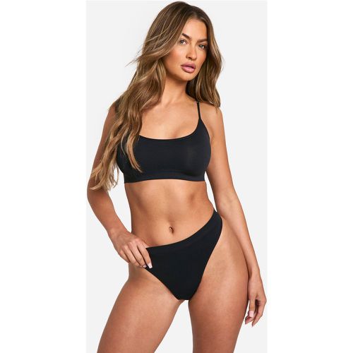 Tanga Básico Sin Costuras, Negro - boohoo - Modalova