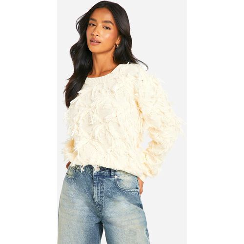 Jersey Petite Crop De Punto Con Flecos - boohoo - Modalova