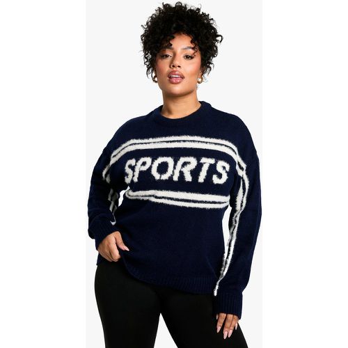 Maglione a girocollo Plus Size sportivo in maglia - boohoo - Modalova