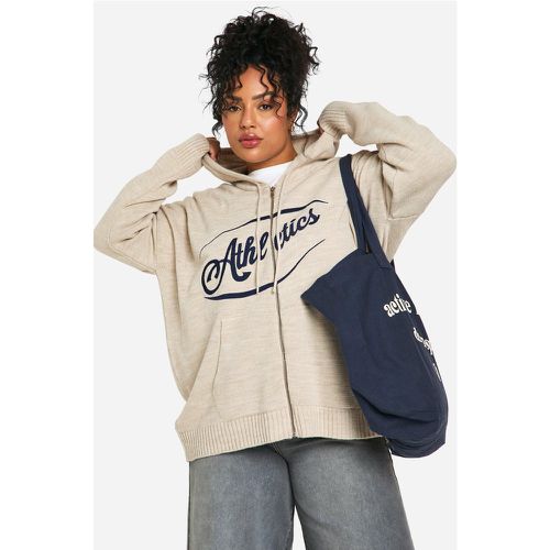 Sudadera Plus Oversize De Punto Con Capucha Y Cremallera - boohoo - Modalova