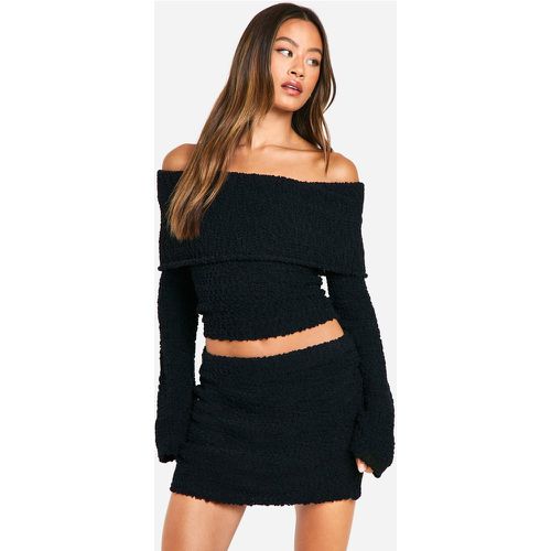 Minigonna Tall in bouclé, Nero - boohoo - Modalova