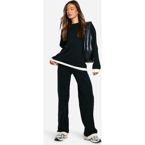 Pullover Tall in maglia a contrasto & pantaloni coordinati - boohoo - Modalova