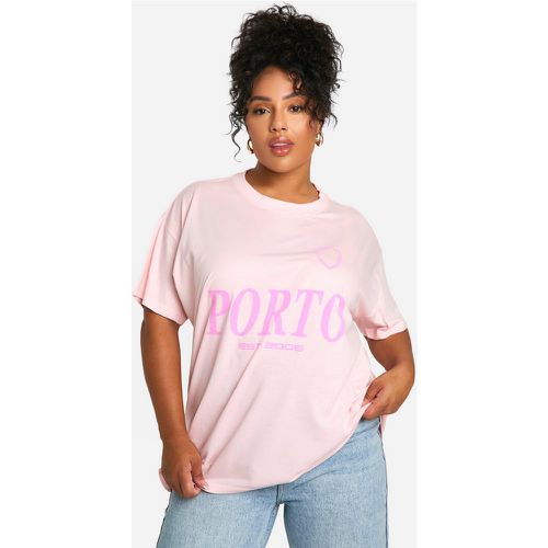 T-shirt Plus Size oversize con slogan Porto - boohoo - Modalova