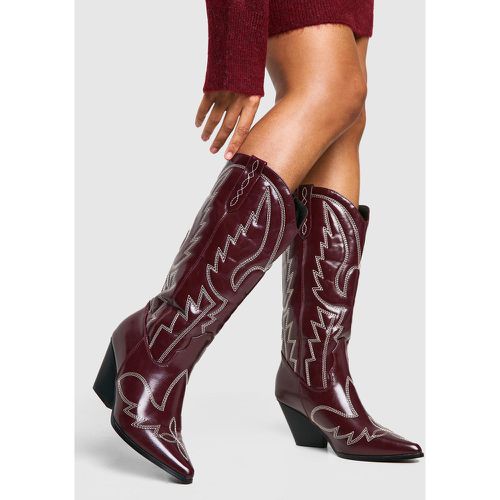 Botas Camperas Estilo Western Con Bordado En La Pantorrilla - boohoo - Modalova