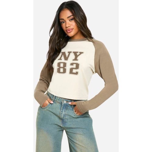 Top De Manga Larga Y Ranglán Jersey Estampado - boohoo - Modalova