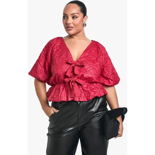 Top Plus Holgado De Jacquard Con Atadura Frontal Y Estampado De Bolas - boohoo - Modalova