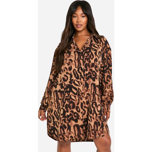 Vestido Camisero Plus Oversize Con Estampado De Leopardo - boohoo - Modalova