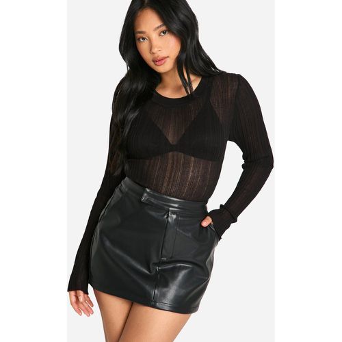 Minifalda Petite De Cuero Sintético - boohoo - Modalova