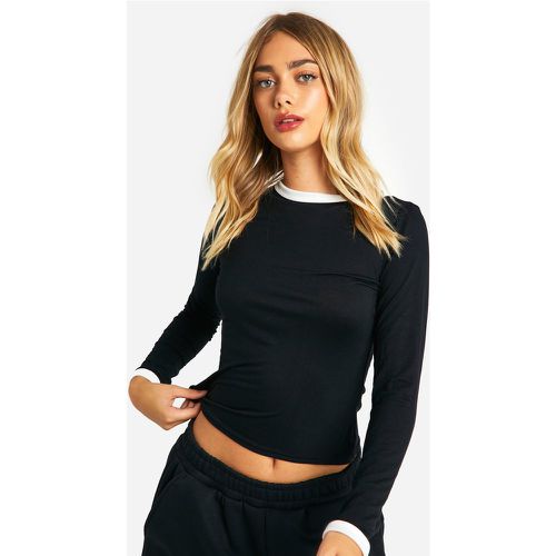 Top De Manga Larga Y Tela Jersey Con Unión En Contraste - boohoo - Modalova