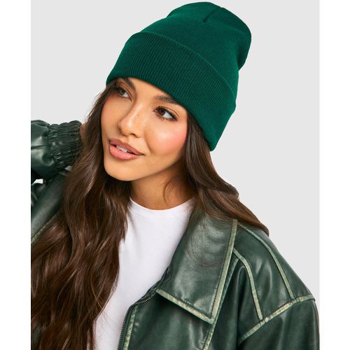 Berretto Beanie in maglia, Verde - boohoo - Modalova