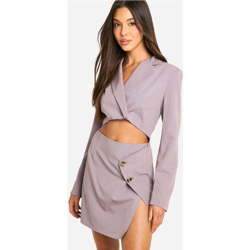 Vestido Americana De Raya Diplomática Con Abertura - boohoo - Modalova