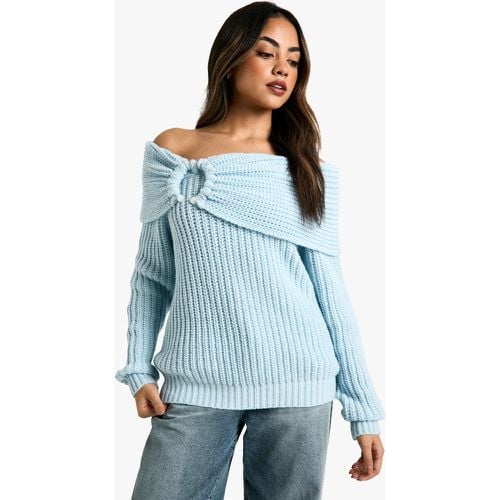 Maglione comodo in maglia spessa con scollo Bardot - boohoo - Modalova