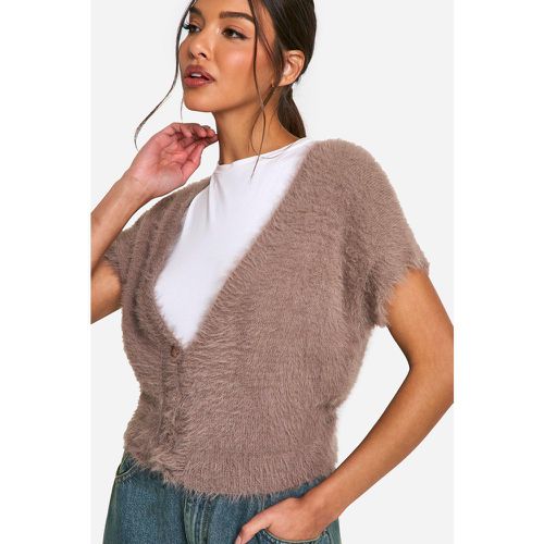 Top in maglia morbida a maniche corte con bottoni - boohoo - Modalova