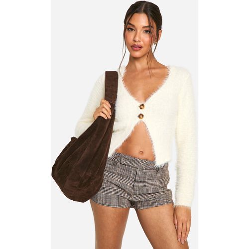 Fluffy Knitted Button Cardigan - boohoo - Modalova