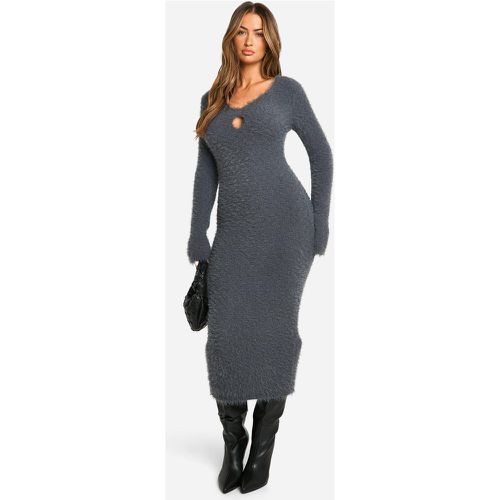 Fluffy Knitted Sqaure Neck Midaxi Dress - boohoo - Modalova