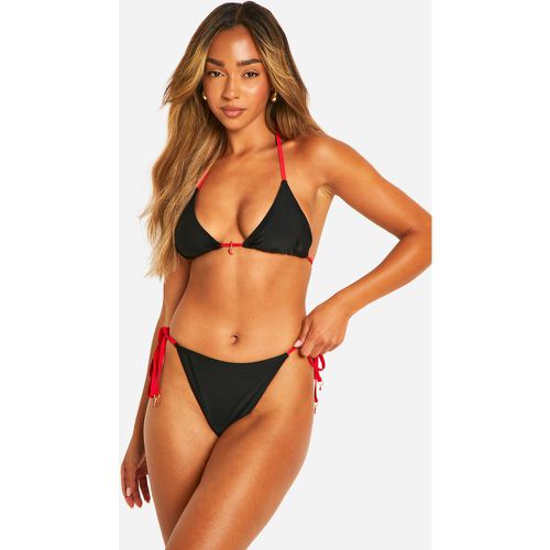 Set bikini a triangolo con finiture al peperoncino - boohoo - Modalova