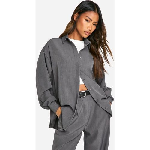 Camisa Oversize Jaspeada, Gris - boohoo - Modalova