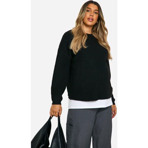 Maglione Premaman in maglia a coste morbide con maniche a palloncino - boohoo - Modalova