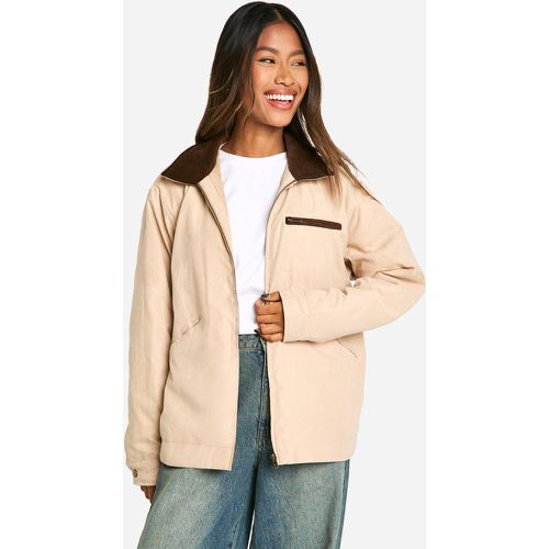 Chaqueta Oversize Aterciopelada Con Cuello En Contraste - boohoo - Modalova