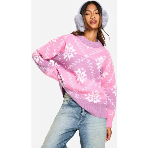 Maglione oversize in maglia Premium con motivi Fairisle - boohoo - Modalova