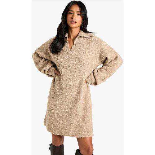 Vestido Petite Mini Oversize De Borreguito Con Cuello - boohoo - Modalova