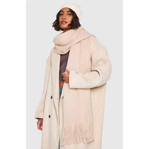 Bufanda De Punto Con Flecos, Beige - boohoo - Modalova