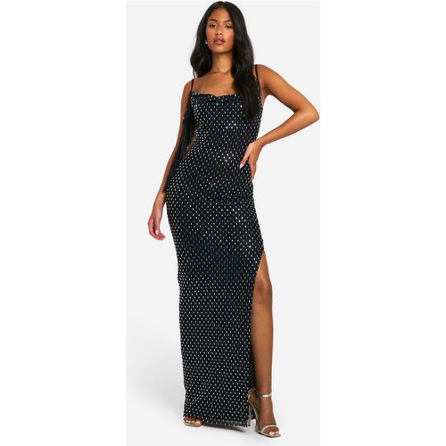 Vestido Tall Maxi Con Volante, Escote Plisado E Incrustaciones - boohoo - Modalova