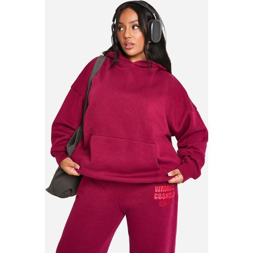 Sudadera Plus Oversize Con Capucha Y Estampado Wardrobe Essentials - boohoo - Modalova