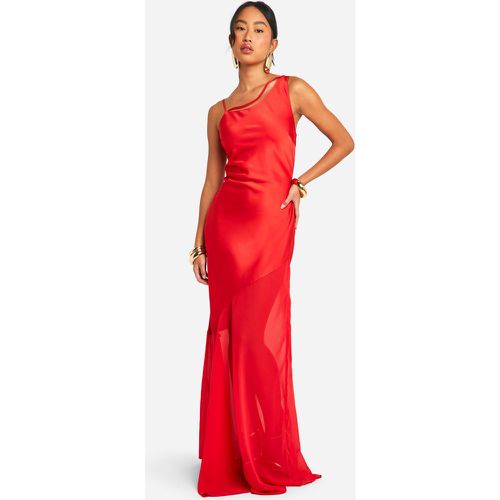 Vestito maxi in raso e chiffon con fondo asimmetrico - boohoo - Modalova