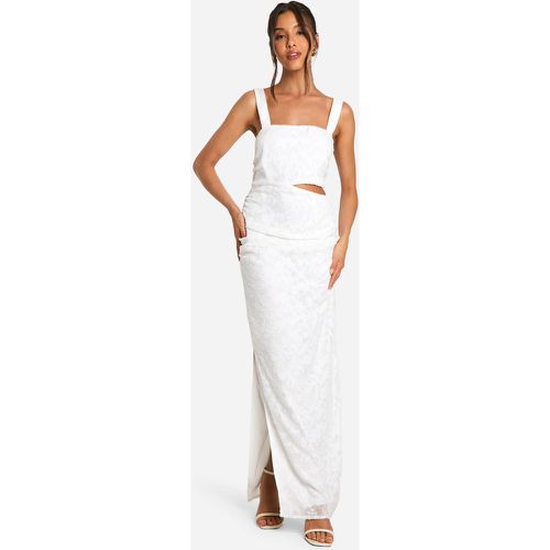 Vestito maxi con trama a fiori e cut-out - boohoo - Modalova