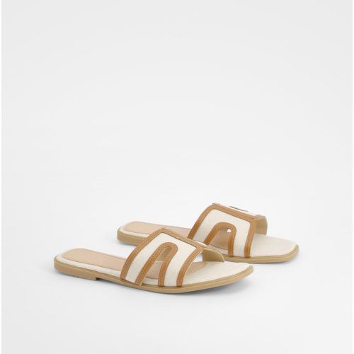 Linen Look Cut Out Detail Flat Sandals - boohoo - Modalova