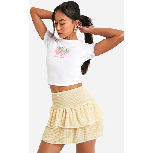 Minifalda De Estopilla Con Volante - boohoo - Modalova