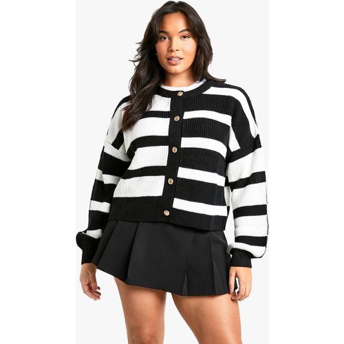 Cardigan Plus Size a righe a contrasto - boohoo - Modalova