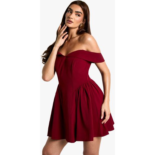 Vestido Skater Estructurado Con Escote Bardot - boohoo - Modalova