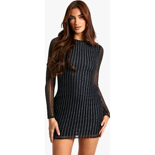 Vestido Mini De Canalé Metálico Con Cuello Alto - boohoo - Modalova