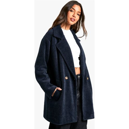 Cappotto a doppiopetto con trama - boohoo - Modalova