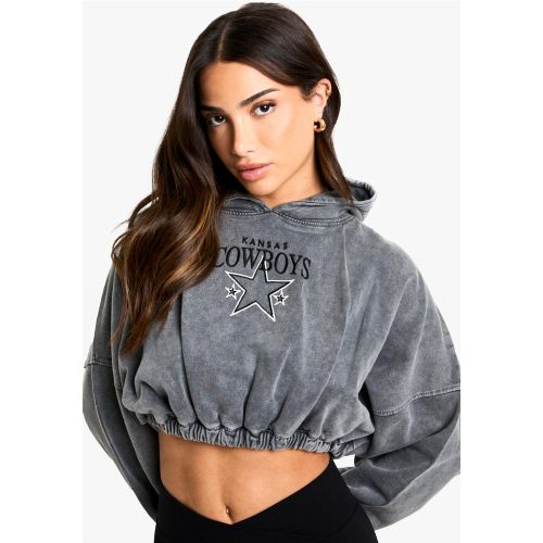 Sudadera Petite Con Capucha Y Bordado De Vaquero - boohoo - Modalova