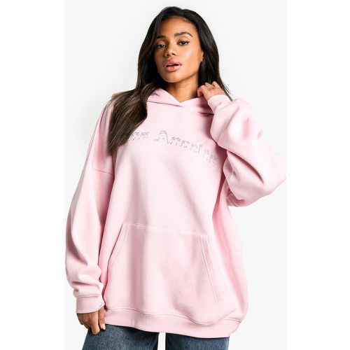 Sudadera Oversize De Cuero Sintético Con Capucha Y Apliques Los Angeles - boohoo - Modalova