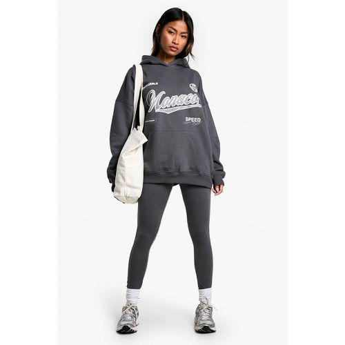 Set felpa oversize con slogan Monaco e cappuccio & legging - boohoo - Modalova