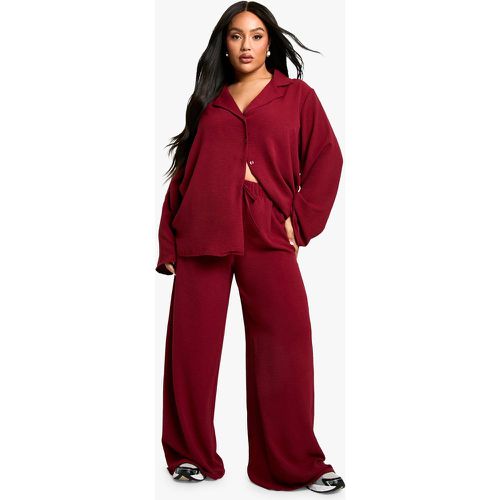 Camicia Plus Size oversize in tessuto & pantaloni coordinati con laccetti - boohoo - Modalova