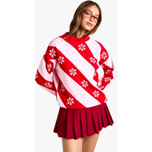 Jersey Navideño Con Rayas Y Estampado De Copos De Nieve - boohoo - Modalova