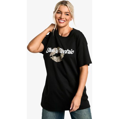 Camiseta Oversize Con Estampado She'S Electric - boohoo - Modalova