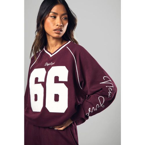 Sudadera Oversize Dsgn Sport 66 De Raglán Con Escote De Pico - boohoo - Modalova