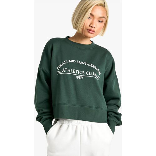 Sudadera Crop Recta Con Eslogan De Saint Germain Athletics Club - boohoo - Modalova