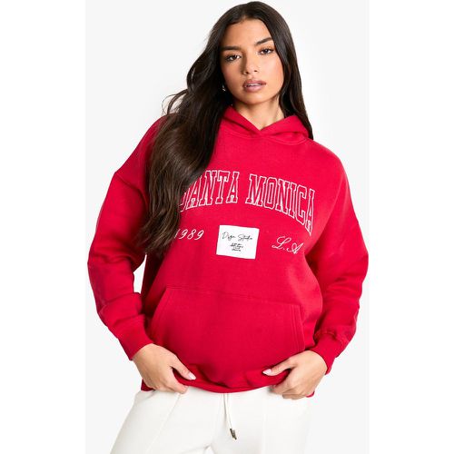 Felpa oversize con slogan Santa Monica e cappuccio - boohoo - Modalova