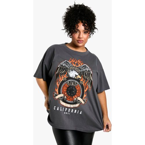 Camiseta Plus Oversize Con Estampado De Los Angeles Y Águila - boohoo - Modalova