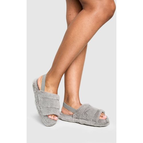 Ciabatte slingback in pelliccia sintetica - boohoo - Modalova