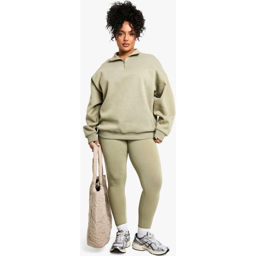 Conjunto Plus Oversize De Leggings Y Sudadera Con Cremallera A La Mitad - boohoo - Modalova